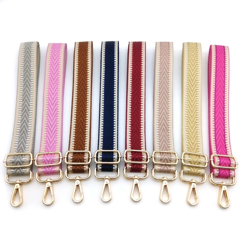 Replacement Wide Shoulder Strap For Bags Adjustable Ethnic Chevron Woven Polyester Crossbody Bag Belt Purse Strap With Metal Swivel Hooks