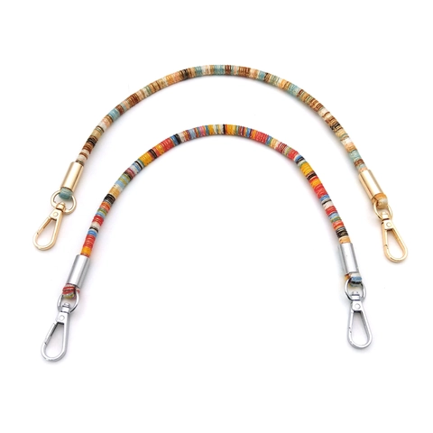 Bohemian Ethnic Style Woven Bag Strap Polyester Cotton Colorful Braided Replacement Handle Short Shoulder Strap With Alloy Clasp