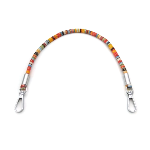 Bohemian Ethnic Style Woven Bag Strap Polyester Cotton Colorful Braided Replacement Handle Short Shoulder Strap With Alloy Clasp