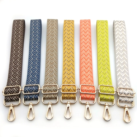 Bandoulière de Sac Tissée Réglable Large avec Motif Chevrons et Crochets Métalliques pour Sacs à Main Accessoires