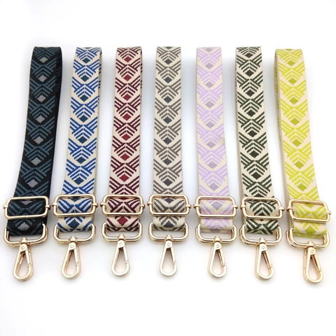 Ethnic Geometric Woven Bag Strap Adjustable Polyester Shoulder Strap Replacement For Crossbody Handbag Belt Women Accessory
