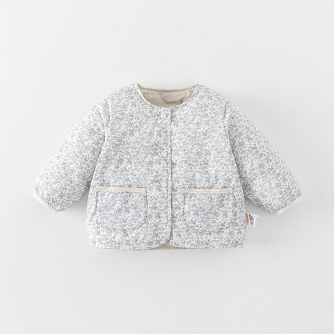 Doudoune Matelassée à Fleurs pour Petites Filles Duvet de Canard Blanc Manteau Chaud pour Bébés Style Coréen Haut Rembourré