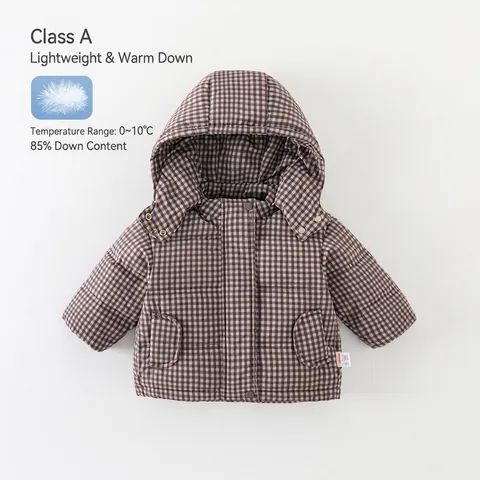 Baby Winter Gingham Kapuzen Daunenjacke Warm Verdickte Weiße Entendaunen Mantel Für Kleinkinder Jungen Mädchen A-Klasse Sicherheit Winterbekleidung