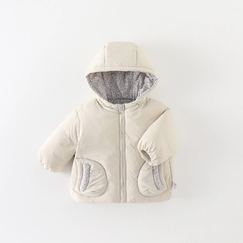 Piumino con Cappuccio Invernale per Neonati Piumino d'Anatra Bianco Cappotto Caldo Ispessito Fodera Floreale per Neonata