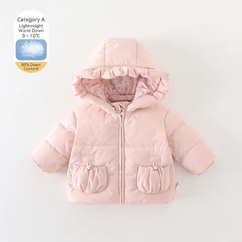 Piumino Invernale con Cappuccio per Neonata Cappotto Caldo in Piuma d'Anatra Bianca con Volant e Fodera Floreale Abbigliamento Dolce