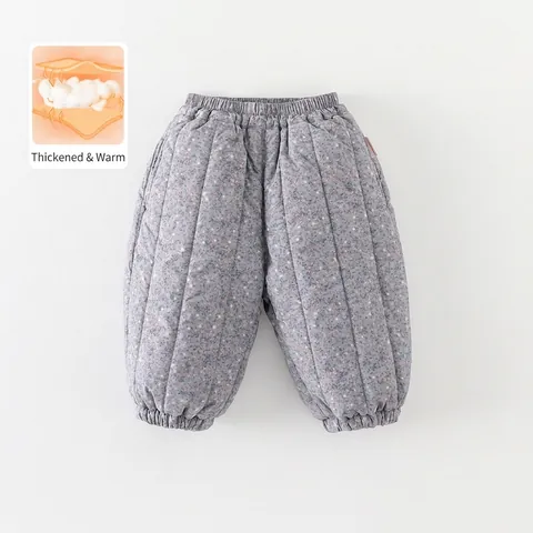 Pantaloni Trapuntati a Fiori per Neonata Pantaloni Imbottiti Caldi Invernali per Bambini Piccoli Vita Elastica Casual