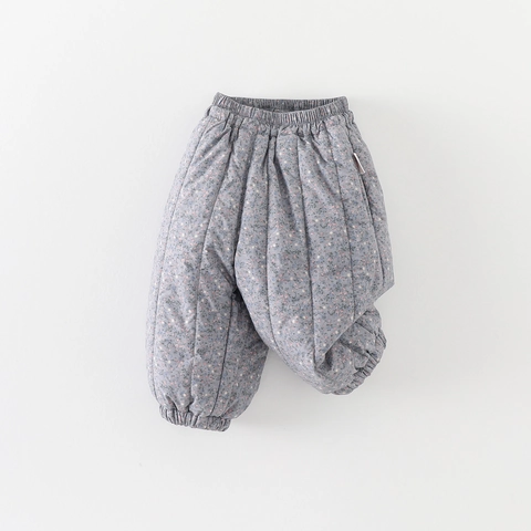 Pantaloni Trapuntati a Fiori per Neonata Pantaloni Imbottiti Caldi Invernali per Bambini Piccoli Vita Elastica Casual