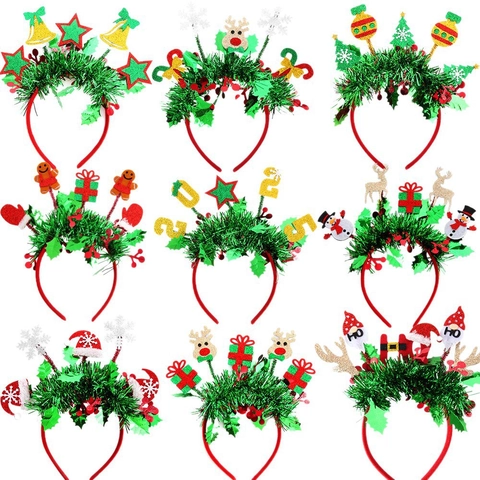 Weihnachten Haarreif Set Für Party Dekorationen Rentier Schneemann Weihnachtsbaum Weihnachtsmann Hut Schneeflocke Muster Glitzer Lametta Haarreifen Festival Haar Zubehör Für Damen Kinder Xmas Geschenke