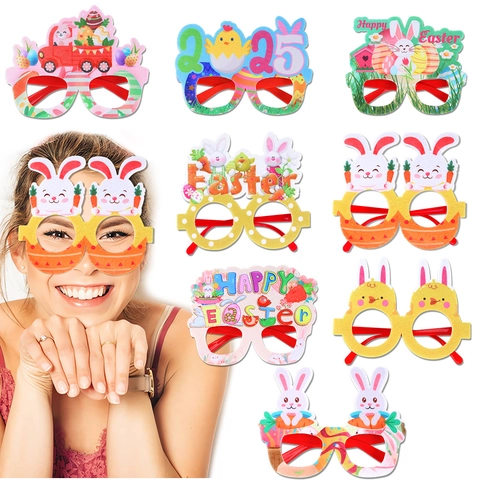 Easter Decoration Glasses Party Props Cartoon Rabbit Egg Chick Festive Atmosphere Eyewear Frames For Celebration Photo Booth