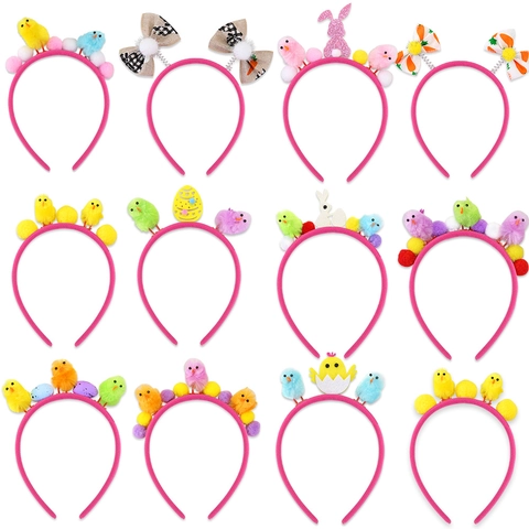 Decorazione di Pasqua Cerchietto di Peluche con Pulcino e Uova Colorate per Bambini Accessori per Feste e Vacanze