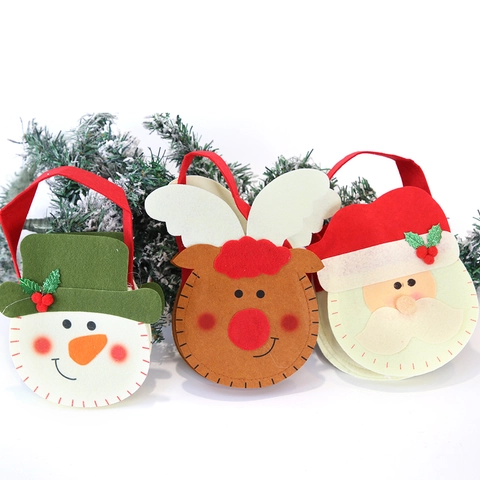 Christmas Non-Woven Fabric Candy Gift Bag Cute Cartoon Snowman Santa Reindeer Handbag For Holiday Party Decor Prop Gift Bag