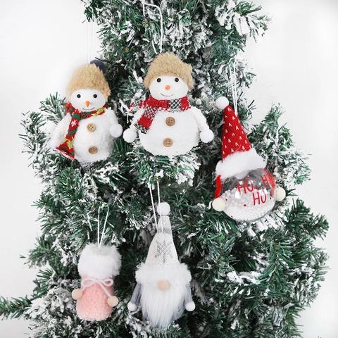 Weihnachts Plüsch Ornamente Schneemann Eule Wichtel Hängende Dekorationen Festliche Baumschmuck Für Zuhause Party Geschenk Set