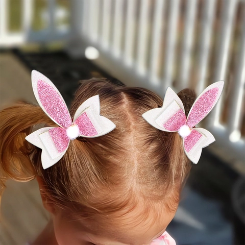 Easter Kids Hair Clips Glitter Bunny Ears Chick Egg Patterns Bow Duckbill Clips Festive Party Decoration For Girls Children