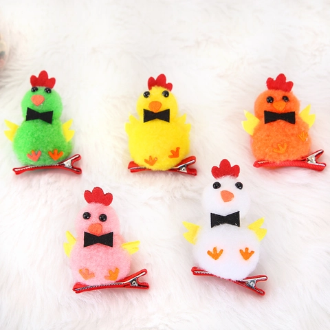 Pinces à Cheveux Mignonnes en Peluche de Poussin de Pâques pour Enfants Femmes Mini Épingles à Cheveux d'Oiseau Accessoires de Déguisement