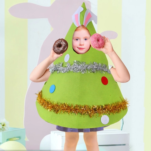 Costume in Feltro di Pasqua per Bambini Simpatico Coniglio Pulcino Oggetti di Scena Travestimento Festa Mascotte Decorazione Festiva