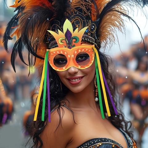 Maschera Occhiali Festa Carnevale Mardi Gras Maschera Piume Con Nastri Colorati Per Ballo In Maschera Samba Danza Accessori Costume