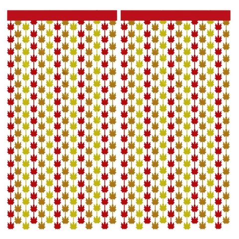 Erntedankfest Ahornblatt Fransenvorhang Rot Orange Gold Metallic PET Lametta Hintergrund Für Herbsternte Party Zuhause Wand Deko