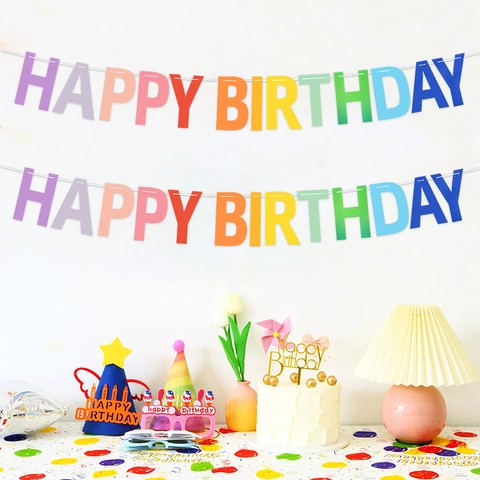 Banner Happy Birthday Arcobaleno Ghirlanda di Carta a Lettere Colorate per Decorazioni di Festa di Compleanno per Bambini