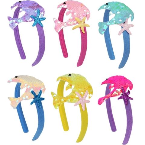 Kinder Pailletten Delfin Haarreif Seestern Dekor Ozean Thema Geburtstag Party Deko Haarschmuck Glitzer Haarreif
