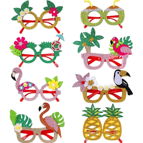 Hawaïaanse Feestbril Tropische Luau Kostuumaccessoires Flamingo Ananas Kokosboom Glitter Decoratie Rekwisieten Voor Zomer Strandvakantie Feest