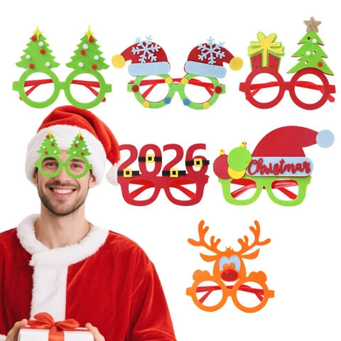 Fluorescent Christmas Party Glasses Frame Novelty Christmas Tree Reindeer Snowman Eyewear For Holiday Photo Props Costume Decor