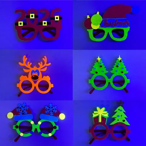Fluorescent Christmas Party Glasses Frame Novelty Christmas Tree Reindeer Snowman Eyewear For Holiday Photo Props Costume Decor
