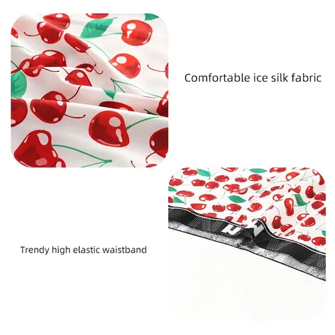 Boxers Pour Hommes En Polyester Rafraîchissant Imprimé Fruits Et Aliments Sous-vêtements Respirants Taille Moyenne Pour Hommes