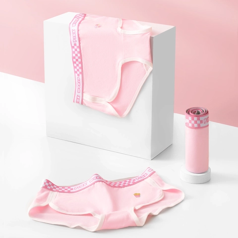 Women's Mid-Waist Cotton Breathable Briefs Junior Student Sporty Panties Cartoon Embroidery Letter Waistband