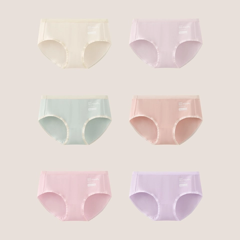 Bragas de Algodón de Cintura Media para Mujer Color Sólido Transpirable de Algodón Peinado Slips Lencería Suave Agradable para la Piel Ropa Interior de Mujer