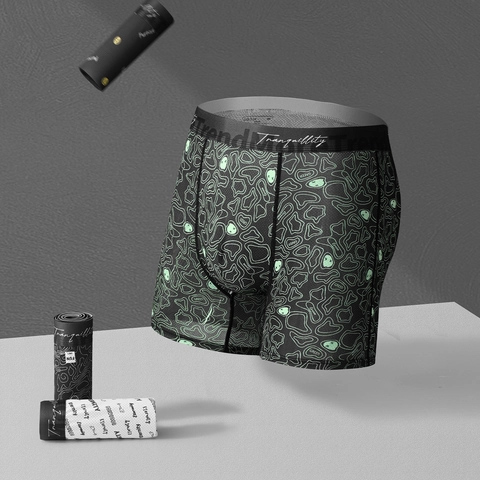 Boxer da Uomo in Seta di Ghiaccio Traspirante Stampa di Lettere di Tendenza Sportivi Asciugatura Rapida Comoda Biancheria Intima