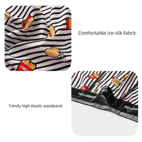 Herren Atmungsaktiv Boxershorts Trendy Mehrfarbig Lustiger Cartoon Herz Hahnentritt Bedruckt Mittlere Taille Unterwäsche
