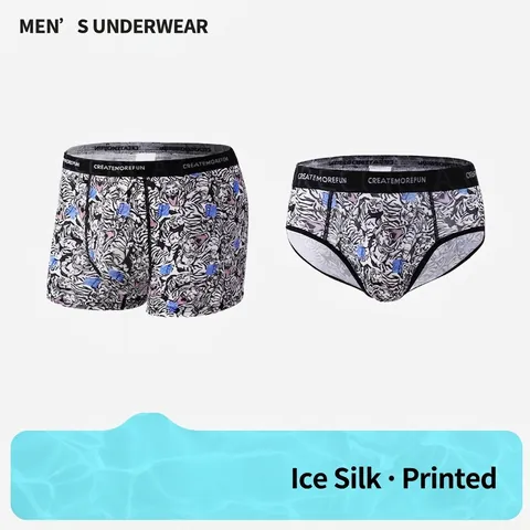 Men's Trendy Tiger Head Print Boxer Briefs Breathable Polyester Elastane Underwear With Elastic Lettering Waistband For Daily Wear