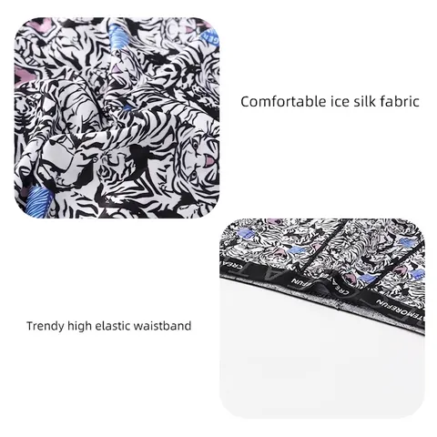 Men's Trendy Tiger Head Print Boxer Briefs Breathable Polyester Elastane Underwear With Elastic Lettering Waistband For Daily Wear