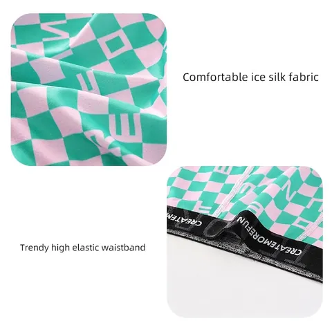 Heren Ademend Boxershorts Middelste Taille Mode Schaakbord Letter Print Comfortabel Polyester Stretch Ondergoed