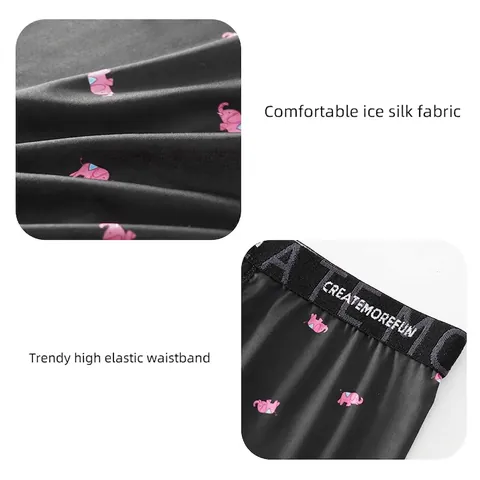 Heren Ice Silk Boxershorts met Olifant Patroon Ademend Middelhoge Taille U-Pouch Ondergoed Comfortabele Zachte Onderbroeken