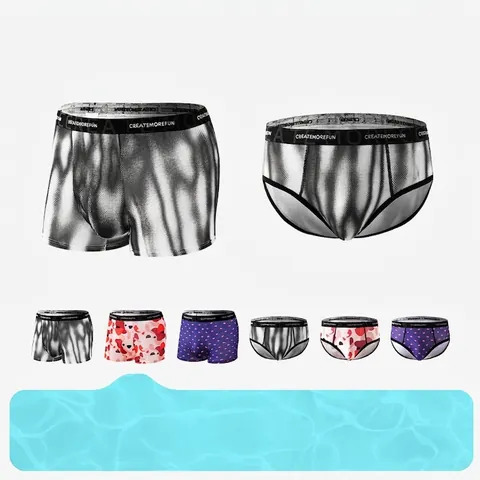 Boxers et Slips Imprimés Respirants pour Hommes Ceinture Élastique Taille Moyenne Sous-vêtements en Polyester pour Hommes Toutes Saisons Décontracté Doux Confort