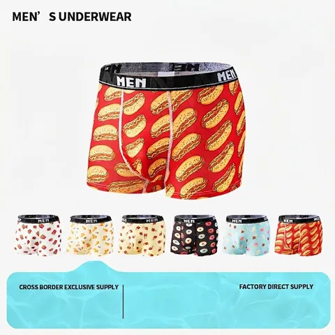 Herren Lustige Essensdruck Boxer-Shorts Eisseide Atmungsaktiv Boxershorts Bequeme Elastischer Bund Unterwäsche Für Männer