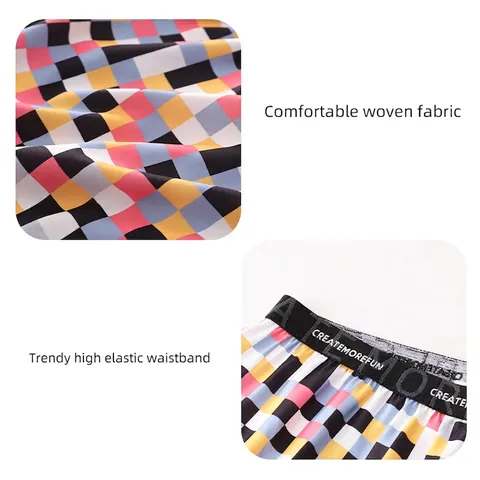 Men's Printed Boxers Woven Polyester Loose Underwear With Lettering Elastic Waistband Comfortable Breathable Casual Aro Pants