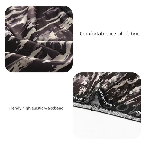 Men's Polyester Boxer Briefs Printed Breathable Elastic Underwear Abstract Geometric Camouflage Pattern Mid Waist Underpants