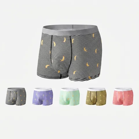 Heren Banaan Print Gestreepte Boxershorts Ademend Middelste Taille Polyester Mix Trendy Grafisch Ondergoed