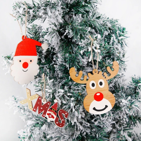 Weihnachten Holz Ornament Set Weihnachtsmann Rentier XMAS Buchstaben Aufhänger Dekor Für Weihnachtsbaum Zuhause Party Dekoration