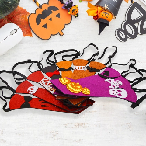 Halloween Pailletten Glitzer Stoff Krawatte Kinder Party Maskerade Kostüm Zubehör Kürbis Skelett Fledermaus Muster Festliche Krawatte