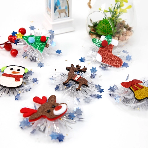 Fermagli Per Capelli Di Natale Per Bambini Babbo Natale Pupazzo Di Neve Renna Albero Di Natale Glitter Fiocco Decorazioni Per Feste Accessori