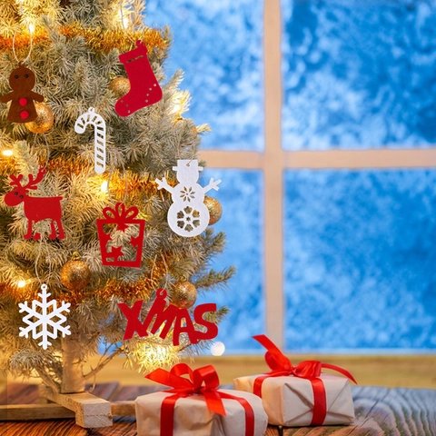 Weihnachts Filz Anhänger Set Vliesstoff Lebkuchenmann Schneemann Rentier Schneeflocke Deko Für Weihnachtsbaum Zuhause Party