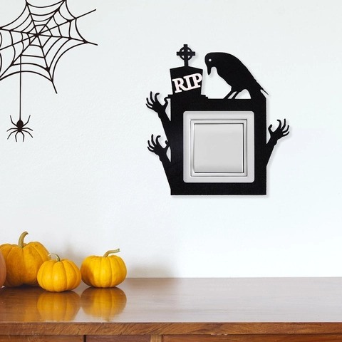 Halloween Felt Switch Stickers Pumpkin Bat Skull Ghost Wall Stickers Socket Decoration Frame For Festive Party Home Decor