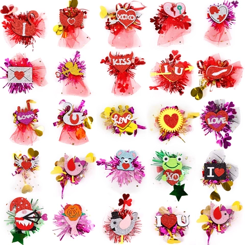 Fermaglio per Capelli a Cuore con Paillettes di San Valentino Love XOXO Lettera Mesh Cigno Gnomo Forcina per Capelli per Donna Accessori per Capelli da Festa