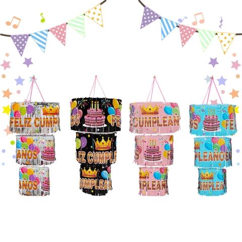 3 Stufige Geburtstagsparty Folie Fransen Vorhang Spanisch Feliz Cumpleaños Hängende Dekoration Für Kinder Geburtstag Layout
