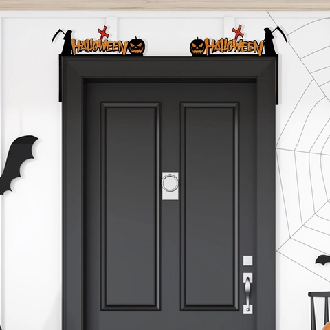 Halloween Decorazione per Angolo Telaio Porta Feltro Nero Luccicante Zucca Pipistrello Ragnatela Strega Silhouette Parete Festa
