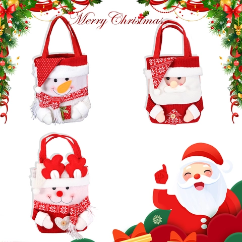 Bolsa de Regalo de Navidad Grande de Fieltro de Punto Papá Noel Muñeco de Nieve Reno Bolso Fiesta de Navidad Dulces Bolsas de Regalo Decoración