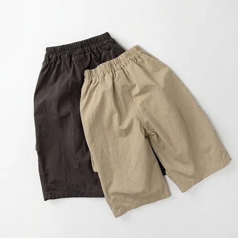 Children's Casual Cargo Pants Unisex Boys Girls Solid Color Soft Cotton Elastic Waist Outdoor Joggers Long Trousers